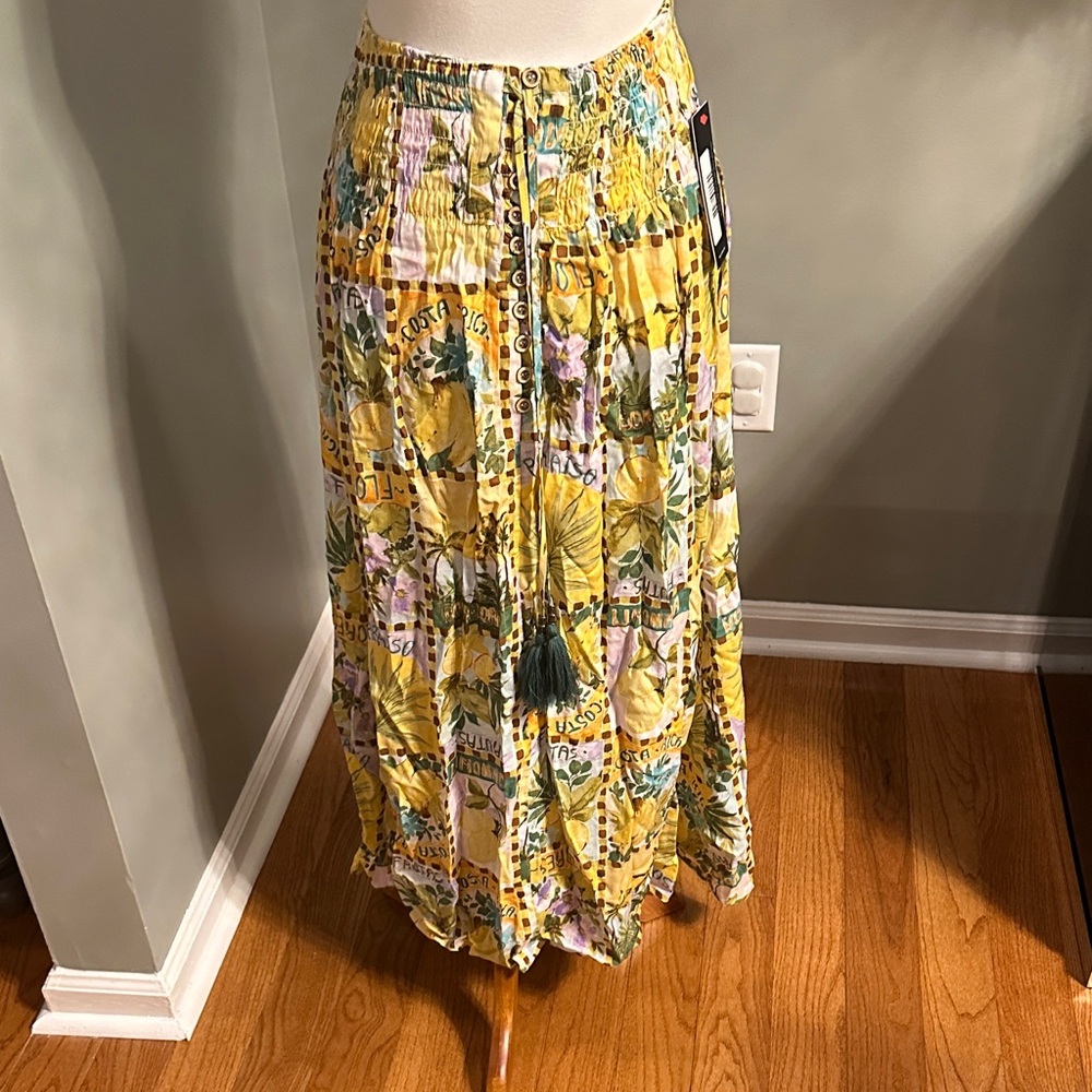 Vibrant Floral Maxi Skirt in Yellow and Green